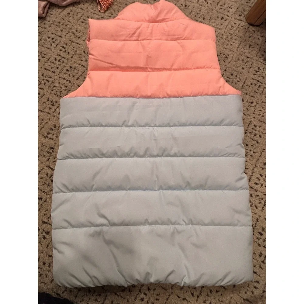 Puma Girls Puffer Vest Colorblock Pink Blue‎ Quilted Full Zip Size M 10/12